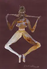 Cornelia Schleime, Ohne Titel, 2009, Gouache auf rotbraunem Papier