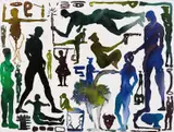 Cornelia Schleime, Ohne Titel (aus der Serie: Averdatsche), 1992, Farbige Tusche auf Leinwand