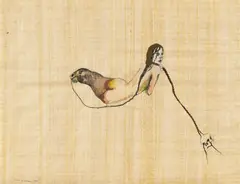 Cornelia Schleime, Seehund (aus der Reihe: Mutationen), 2001, Tusche auf Papyrus
