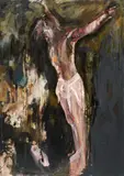 Beza, "Jesus III black", 2014, Öl auf Leinwand