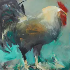 Lothar Schliemann, Verharrender Hahn, 2005, Acryl auf Leinwand