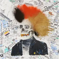 Moritz Schleime, "Deutschlandbild (Alles muss raus)", 2010, Öl, Lack, Edding und Filzstift auf Leinwand