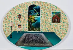 Sandra Schlipkoeter, "kleine heile Welt (4)", Ohne Jahr, Collage auf Leinwand