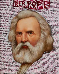 "Der Pope"/"Ohne Titel (H.W.L.)" by Rigo Schmidt, 2006/2010, Öl und Acryl auf Leinwand, sold Aug 2020