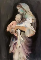 Uta Schotten, Madonna mit Kind und Lamm, 2008, Öl auf Leinwand