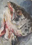Vroni Schwegler, "nach dem Wochenende nicht ganz frisch", 200, Öl auf Karton