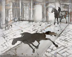 Slava Seidel, "Outcome", 2007, Sepiatusche auf Leinwand