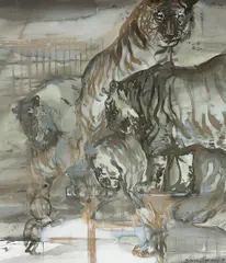 Slava Seidel, Vorhandene Vorstellung, 2008, Sepiatusche auf Leinwand