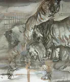Slava Seidel, Vorhandene Vorstellung, 2008, Sepiatusche auf Leinwand