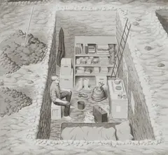 Johannes Spehr, "Wohnprojekt Altes Europa / Leben im Humus", 2007, Papier