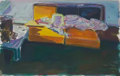 Liegende by Norbert Tadeusz, 1971, Acryl über Bleistift auf Papier, sold Apr 2020