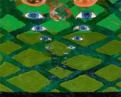 Martin Assig, "Augenmal", 2004, Tempera und Schellack auf Leinwand