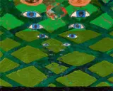 Martin Assig, "Augenmal", 2004, Tempera und Schellack auf Leinwand