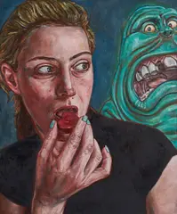 Alex Tennigkeit, "Selbst als Allegorie 'Eye-candy'", 2010, Öl auf Leinwand