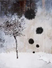 Ohne Titel (Wiesel) by Kathrin Thiele, 2009, Acryl auf Leinwand, sold Oct 2020