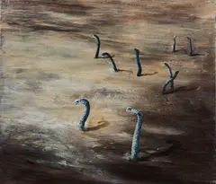 Kathrin Thiele, Ohne Titel (Röhrenaale), 2008, Acryl auf Leinwand
