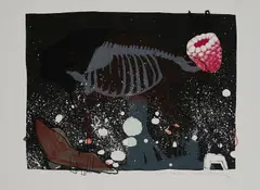 Anya Triestram, "Grete, Rind, deutscher Schnitt", 2009, Farblithographie auf Papier