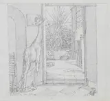 Werner Tübke, Türblick mit Giraffe
