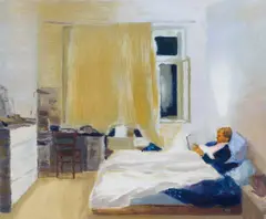 Irene Bisang, Im Bett, 2007, Öl auf Holz