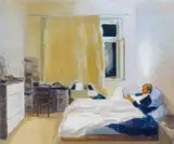 Irene Bisang, Im Bett, 2007, Öl auf Holz
