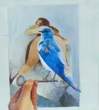 Irene Bisang, Blue Bird, 2013, Acryl und Öl auf Holz