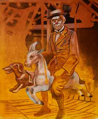 Steve Viezens, Vom Knaben, der das Hexen lernen wollte, 2012, Mischtechnik auf Holz