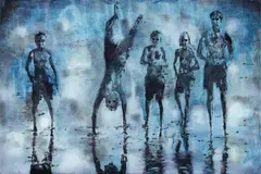 Miriam Vlaming, "Kopfstand", 2010, Eitempera auf Leinwand