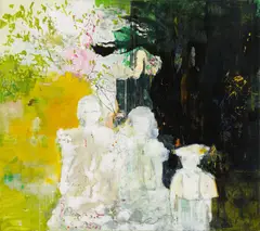 Three Spanish Friends by Miriam Vlaming, 2004, Eitempera auf Leinwand, sold Oct 2020