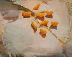Irene Bisang, Ohne Titel (Mandarinen), 2006, Öl auf MDF