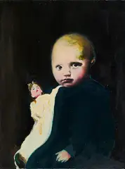 Steffi Weigel, "Mädchen mit Puppe", 2009, Öl auf Leinwand