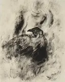 Eric Winarto, Blackbird 4, 2013, Ölkreide und Tusche auf Papier