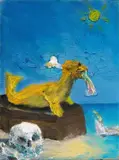 "Was vom Tage übrig war" by Marlon, Bornstück, Fritz und Meschenmoser, Sebastian Wobst, 2010, Öl auf Baumwolle, sold Oct 2020