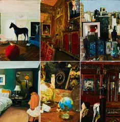 Jürgen Wolf, Hotel Olympic Serie (6-teiliges Konvolut), 2006-2009, Mischtechnik auf Holz