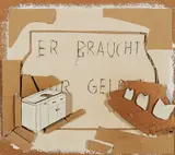 Birgit Brenner, "Er braucht nur Geld", 2012, Panzerfarbe und Acryl auf Pappe