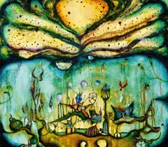 Rauchwagen der Nacht by Lukas Bugla, 2012, Öl auf Holz, sold Oct 2020