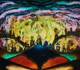 Lukas Bugla, "Als die Kinder keine Haustiere mehr hielten versetzten wir das gestohlene Kupfer", 2012, Öl auf Holz