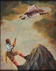 Bernhard Buhmann, Flucht, 2011, Öl auf Spanholzplatte