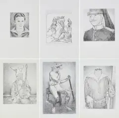 Sebastian Burger, 9 Zeichnungen (aus der Serie: The Secret Life of Captain Ferber), 2009, Bleistift auf Papier