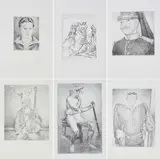Sebastian Burger, 9 Zeichnungen (aus der Serie: The Secret Life of Captain Ferber), 2009, Bleistift auf Papier