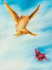 Carlos De los Ríos, Ohne Titel (Flugwesen), 2008, Öl auf Leinwand