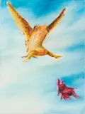 Carlos De los Ríos, Ohne Titel (Flugwesen), 2008, Öl auf Leinwand