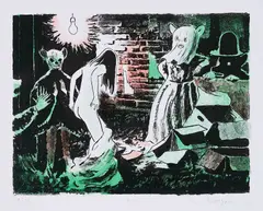 "Los!" by Tilo Baumgartel, 2013, Farblithografie auf Papier, sold Jan 2021