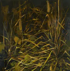 "Halm und Blatt" by Kai Klahre, 2014, Öl auf Aluminium, sold Oct 2020
