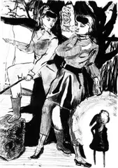 Rosa Loy, "Mit Maske", 2012, Lithografie auf Bütten
