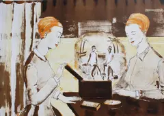 Rosa Loy, "Sendung", 2002, Farblithografie auf Bütten