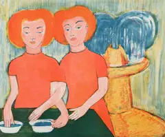 "Übergabe" by Rosa Loy, 2001, Farblichtdruck auf leichtem Karton, sold Oct 2019