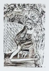 "Eule" by Rosa Loy, 2012, Cliché verre auf Bütten, sold Oct 2019