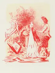 "Waldbrand" by Neo Rauch, 2009, Farbkreide- und Tuschelithografie auf Hahnemühle Alt Worms, sold Oct 2019