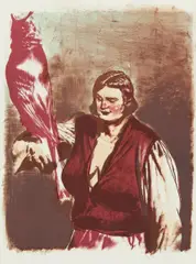 "Fürstin" by Neo Rauch, 2011, Farbkreide- und Tuschelithografie auf Hahnemühle Alt Worms, sold Oct 2019