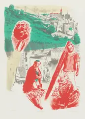"Standort" by Neo Rauch, 2012, Farbkreide- und Tuschelithografie auf Hahnemühle Alt Worms, sold Oct 2019